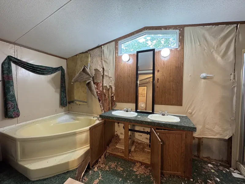 Master bathroom with corner tub and double vanity